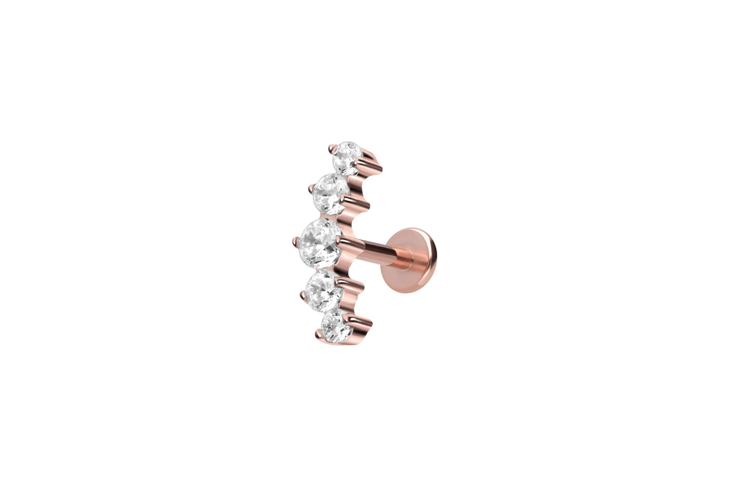 Titan Labret Piercing mit Innengewinde 5 EINGEFASSTE KRISTALLE